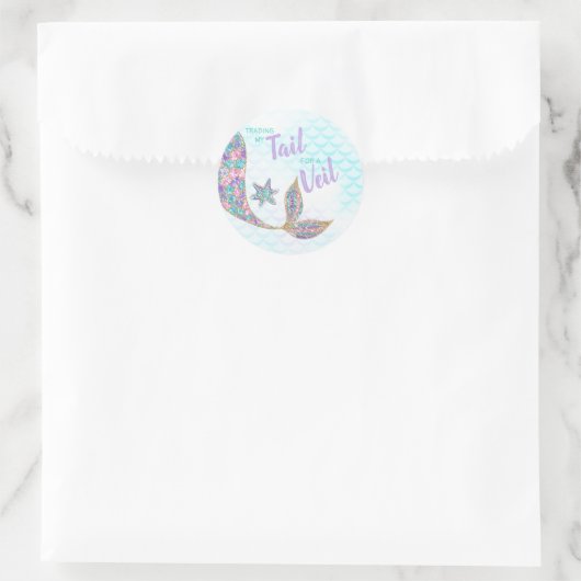 Mermaid Aufkleber Glitzer, Brautparty, Danke (Tasche)