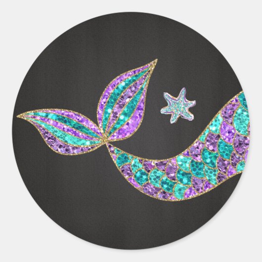 Mermaid Aufkleber Glitzer, Unter Meer Vielen Dank (Vorderseite)