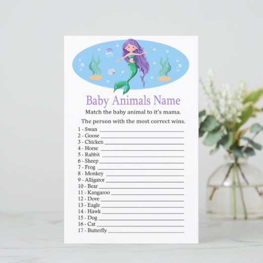 Mermaid Baby Animals Name Game (Stehend Vorderseite)