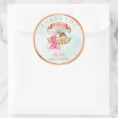 Mermaid Baby Clam Muschel Tiara Pearls Gold Pink Runder Aufkleber (Tasche)