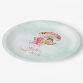 Mermaid Baby Clam Muschel Tiara Pearls Pink Gold Pappteller (Schrägansicht)