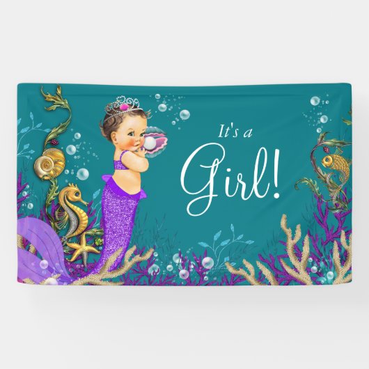 Mermaid Baby Dusche Banner (Horizontal)