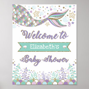 Mermaid Baby Dusche Begrüßung Schildkrötenmeer Poster
