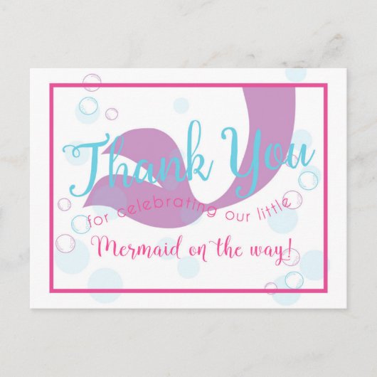 Mermaid Baby Dusche Danke Note Card Postkarte (Vorderseite)