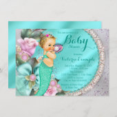 Mermaid Baby Dusche Einladung (Vorne/Hinten)