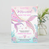 Mermaid Baby Dusche Einladung (Stehend Vorderseite)