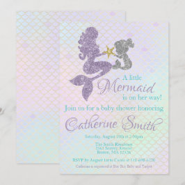Mermaid Baby Dusche Einladung Lavender Gold Aquama