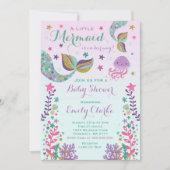 Mermaid Baby Dusche Einladung Pink Gold Dusche (Vorderseite)