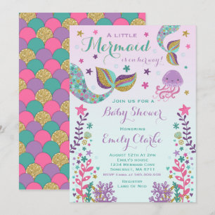 Mermaid Baby Dusche Einladung Pink Gold Dusche