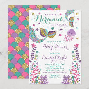Mermaid Baby Dusche Einladung Pink Gold Dusche