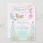 Mermaid Baby Dusche Einladung Pink Gold Dusche (Vorderseite)