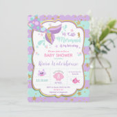 Mermaid Baby Dusche Einladungs-Card Mädchen Einladung (Stehend Vorderseite)