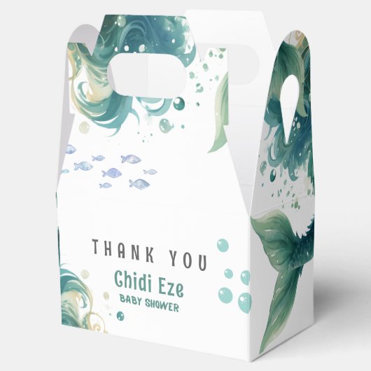 Mermaid Baby Dusche farbenfrohe Qualle Wasserfarbe Geschenkschachtel (Geöffnet)