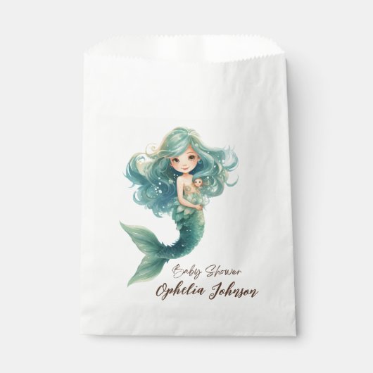 Mermaid Baby Dusche farbenfrohe Qualle Wasserfarbe Geschenktütchen (Vorderseite)