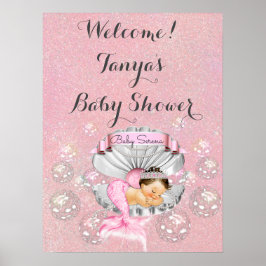 Mermaid Baby Dusche Geburtstag Begrüßungszeichen R Poster