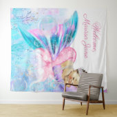 Mermaid Baby Dusche Hintergrund Brünett Mermaid Wandteppich (Beispiel (Horizontal))