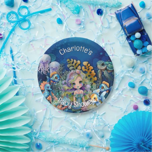 Mermaid Baby Dusche Pappteller (Party)