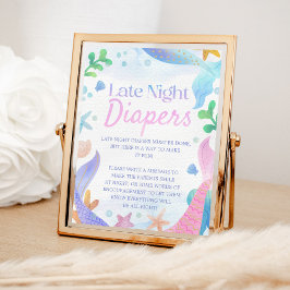 Mermaid Baby Dusche Spate Night Diapers Poster