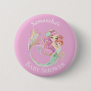Mermaid Baby Dusche Sweet Little Mermaid Button