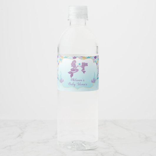Mermaid Baby Dusche Wasserflaschen Etiketten (Vorderseite)