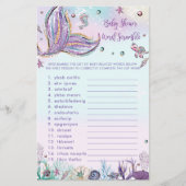 Mermaid Baby Dusche Word Scramble Fun Game Sheet (Vorderseite)