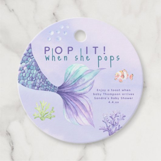 Mermaid Baby duschen Pop es, wenn sie Pop! Geschenkanhänger (Vorderseite)