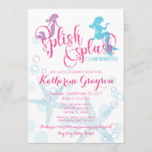 Mermaid Baby Girl Babydusche Einladung