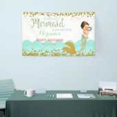 Mermaid Baby Girl Coral Peach Mint Gold Banner (Messeveranstaltung)