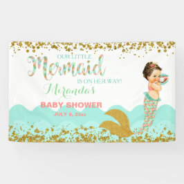 Mermaid Baby Girl Coral Peach Mint Gold Banner