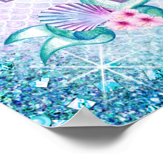 Mermaid Baby Girl Dusche Begrüßungszeichen Poster (Ecke)