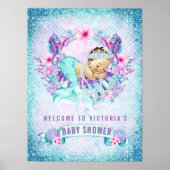 Mermaid Baby Girl Dusche Begrüßungszeichen Poster (Vorne)