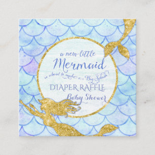 Mermaid Baby Showdiaper Raffle Gold Glitzer Begleitkarte