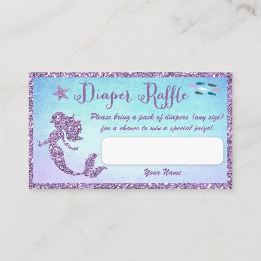 Mermaid Baby Showdiaper Raffle Tickets Begleitkarte (Vorderseite)