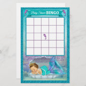 Mermaid Baby Shower Bingo Game Card #130 (Vorne/Hinten)
