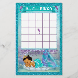 Mermaid Baby Shower Bingo Game Card #136