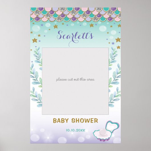 Mermaid Baby Shower Birthday Foto Booth Prop Poster (Vorne)