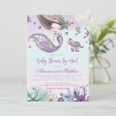 Mermaid Baby Shower by Mail Long Distance Virtual Einladung (Stehend Vorderseite)