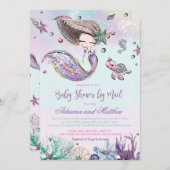 Mermaid Baby Shower by Mail Long Distance Virtual Einladung (Vorne/Hinten)