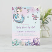 Mermaid Baby Shower by Mail Long Distance Virtual Einladung (Stehend Vorderseite)