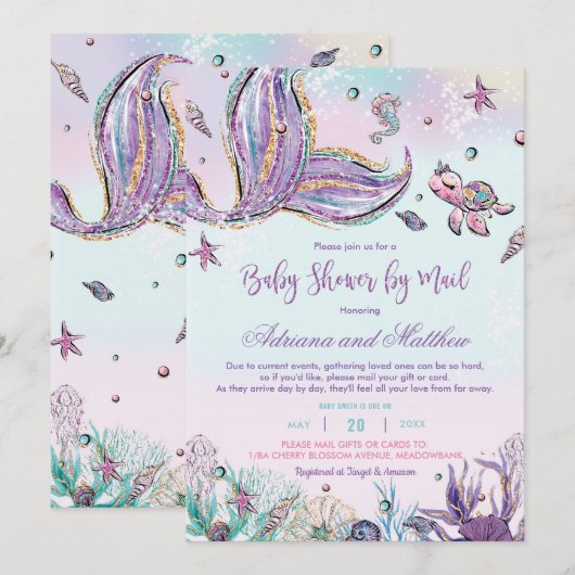 Mermaid Baby Shower by Mail Under Sea Baby Einladung (Vorne/Hinten)