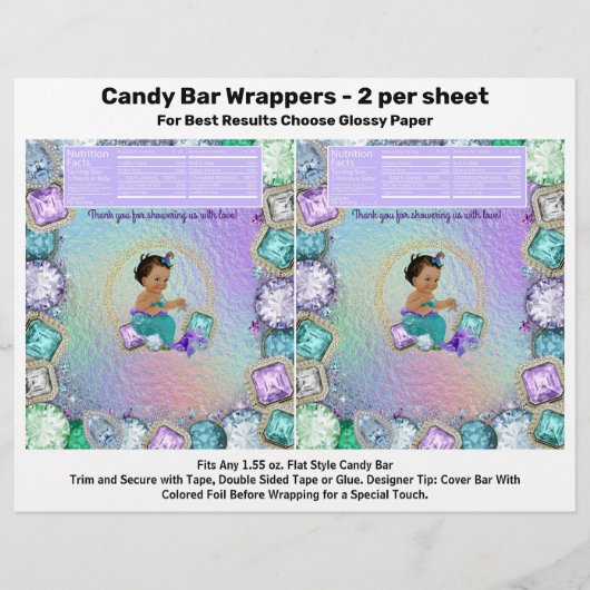 Mermaid Baby Shower Candy Bar Wrappers Flyer (Vorne)