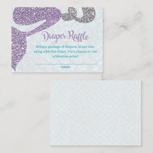 Mermaid Baby Shower Diaper Packkarten Begleitkarte (Vorne/Hinten)