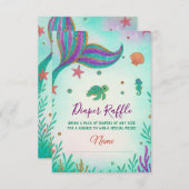 Mermaid Baby Shower Diaper Raffekarte Begleitkarte (Vorne/Hinten)