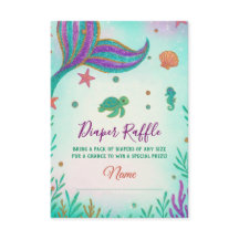 Mermaid Baby Shower Diaper Raffekarte