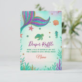 Mermaid Baby Shower Diaper Raffekarte Begleitkarte (Stehend Vorderseite)