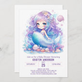 Mermaid Baby Shower Einladung (Vorne/Hinten)