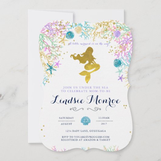 Mermaid Baby Shower Einladung (Vorderseite)