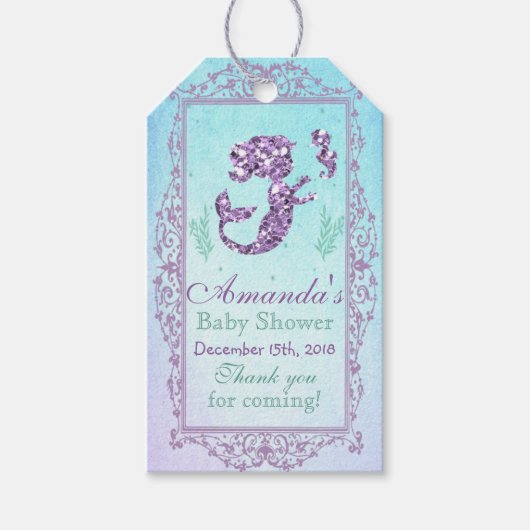 Mermaid Baby Shower Favor Geschenk Tag Geschenkanhänger (Vorderseite)