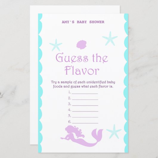 Mermaid Baby Shower Game (Vorne/Hinten)