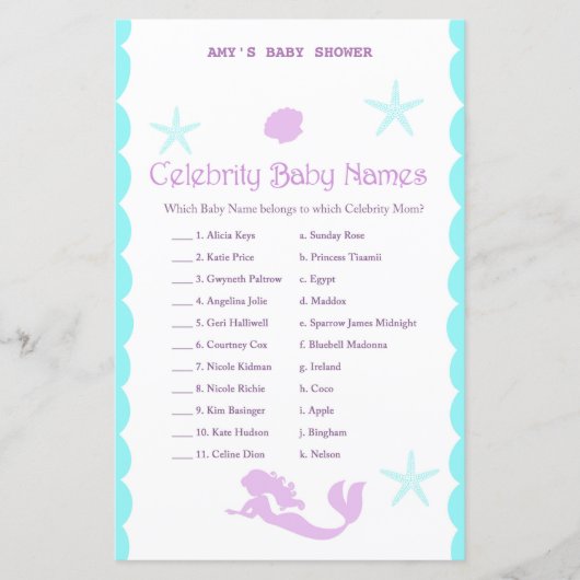 Mermaid Baby Shower Game (Vorderseite)